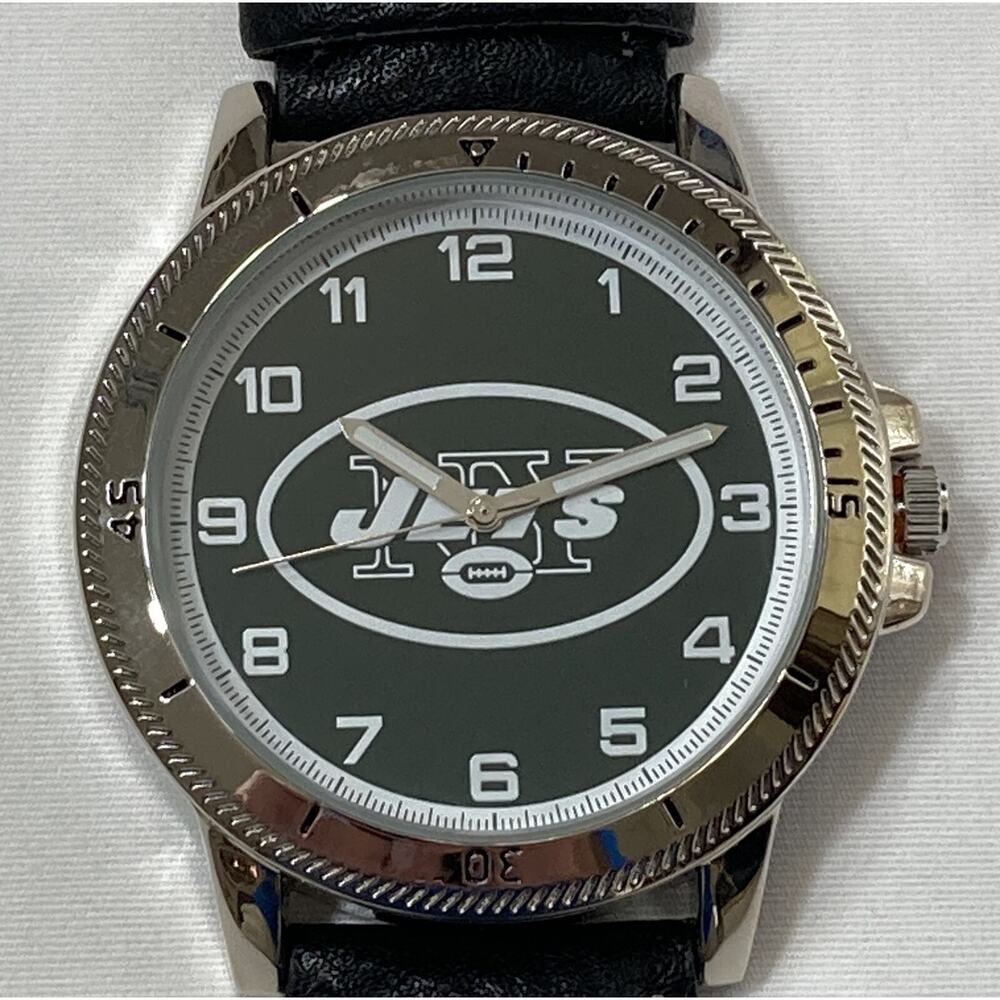 New York Jets Sparo Classic Men's Sports Watch with Black Leather Band